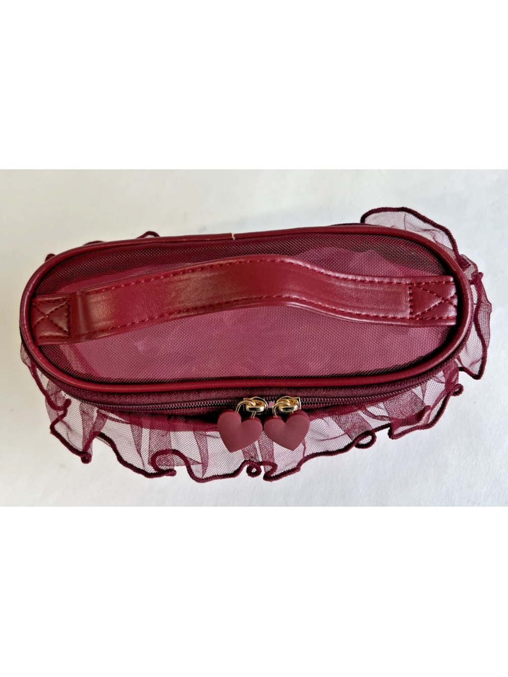 Burgundy Heart-Accent Cosmetic Case - Picture 7 of 8